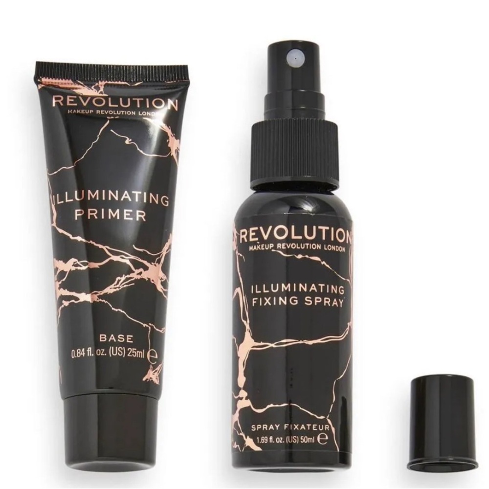 Makeup Revolution London Face Primer & Fix Spray Duo Set -2pc  NEW